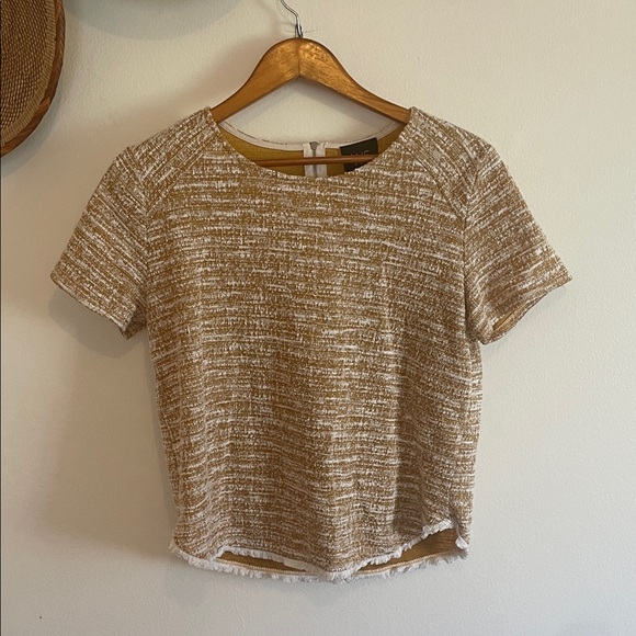 W5 Tops - W5 Tan and Cream Short Sleeve Knit Top